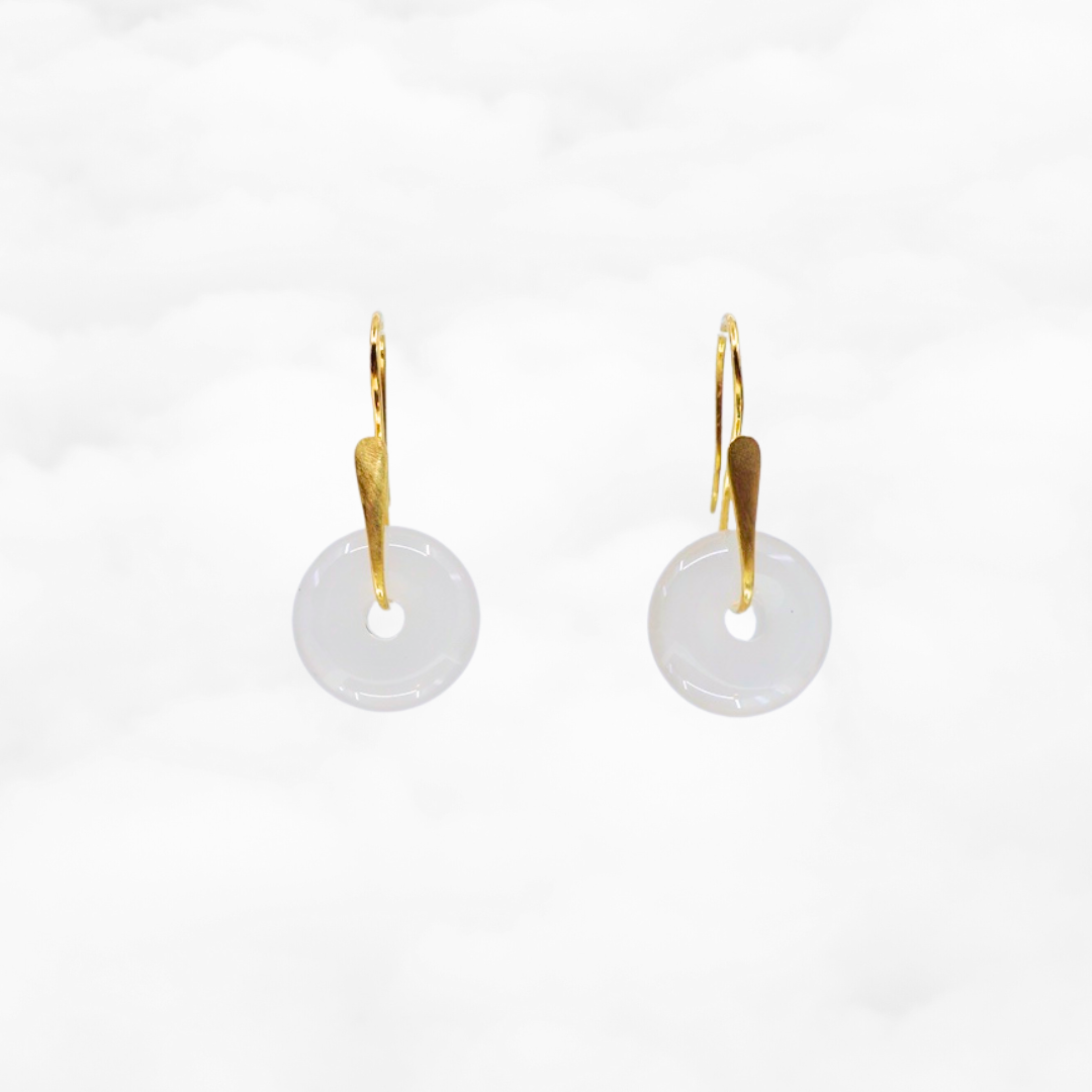 White Agate Donut Earrings - Yun Boutique