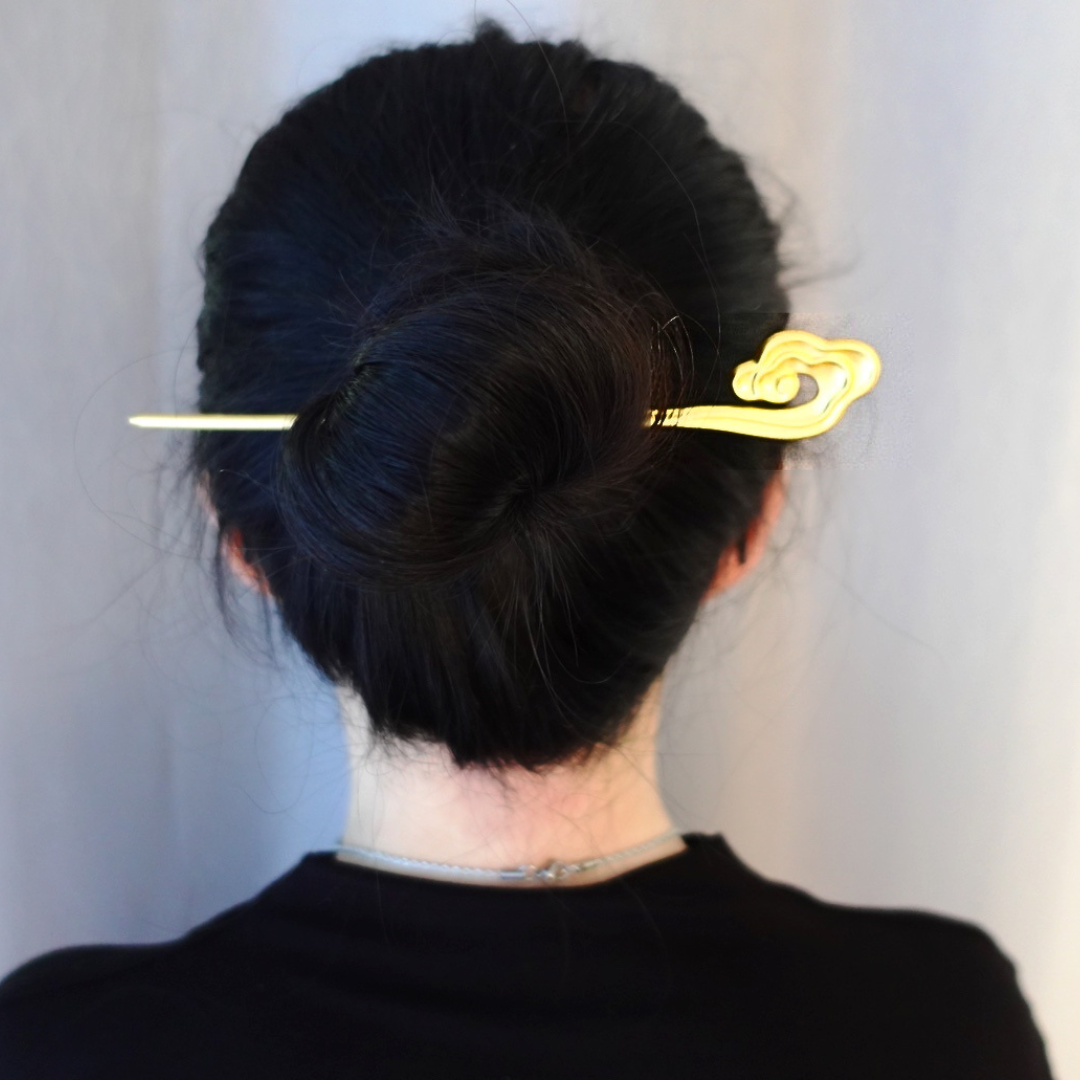 Auspicious Cloud Hair Stick Matte Gold - Yun Boutique