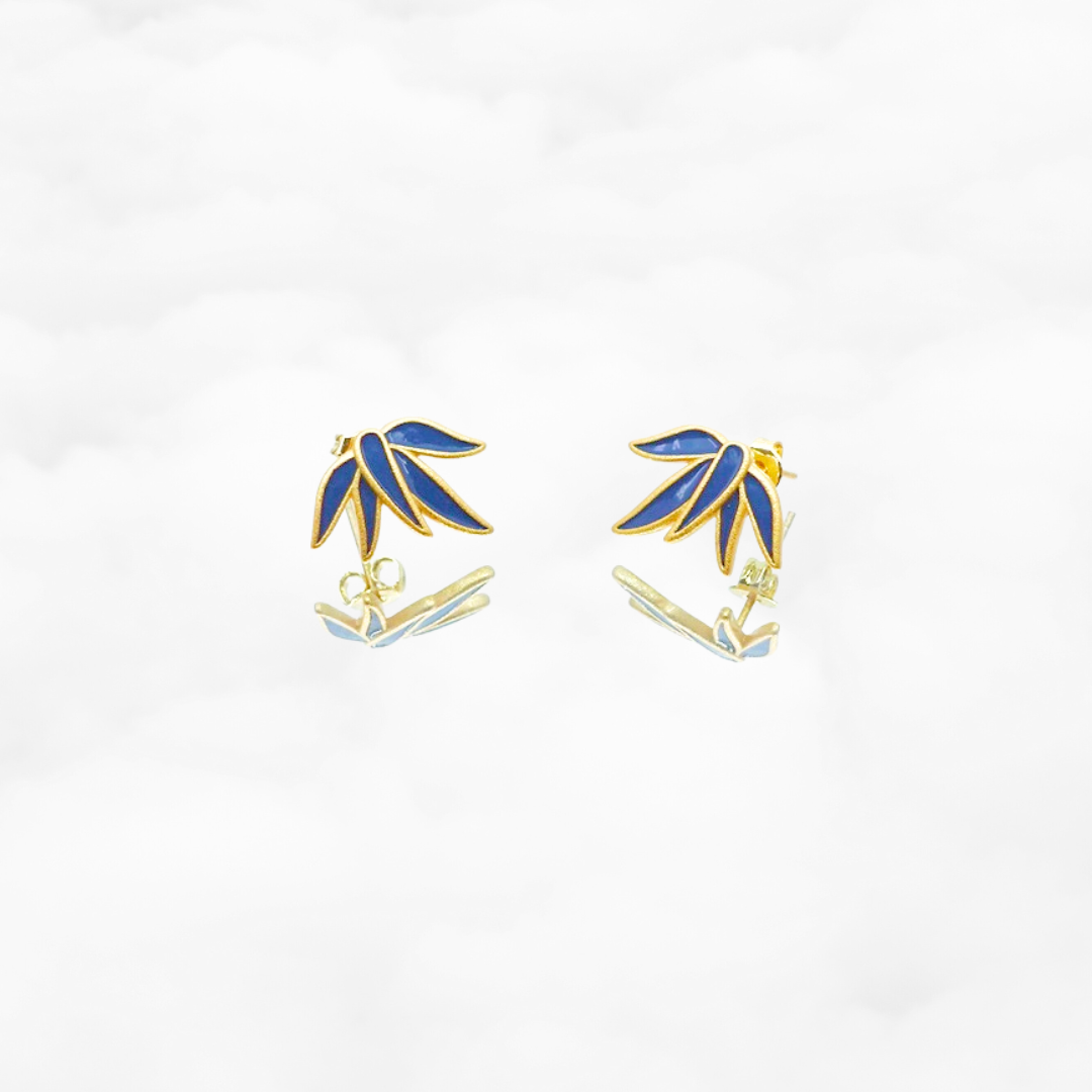 Imitation Kingfisher Bamboo Studs - Yun Boutique