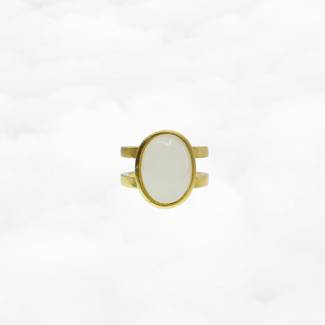 White Jade Statement Ring - Yun Boutique