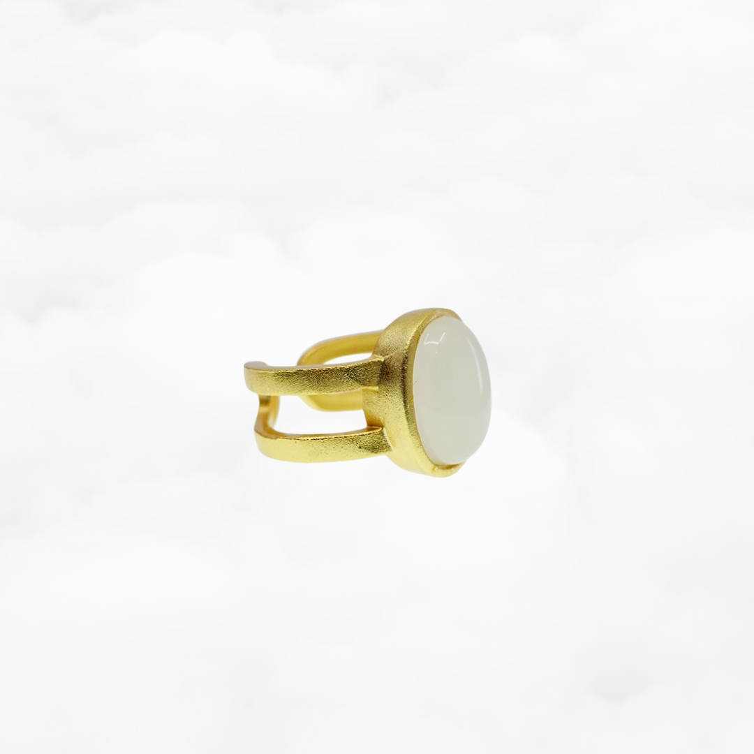 White Jade Statement Ring - Yun Boutique