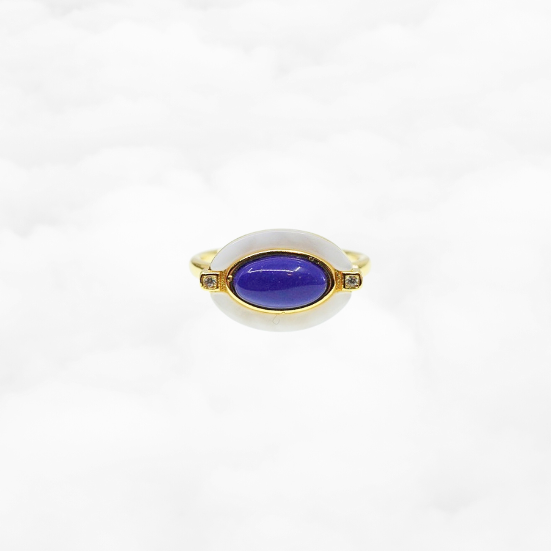 Gold Retro Lapis Ring - Yun Boutique