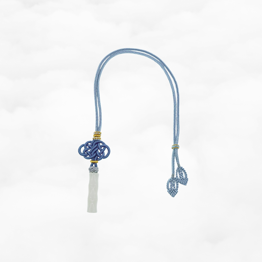 White Jade Bamboo Pendant Necklace with Auspicious Chinese Knot - Yun Boutique