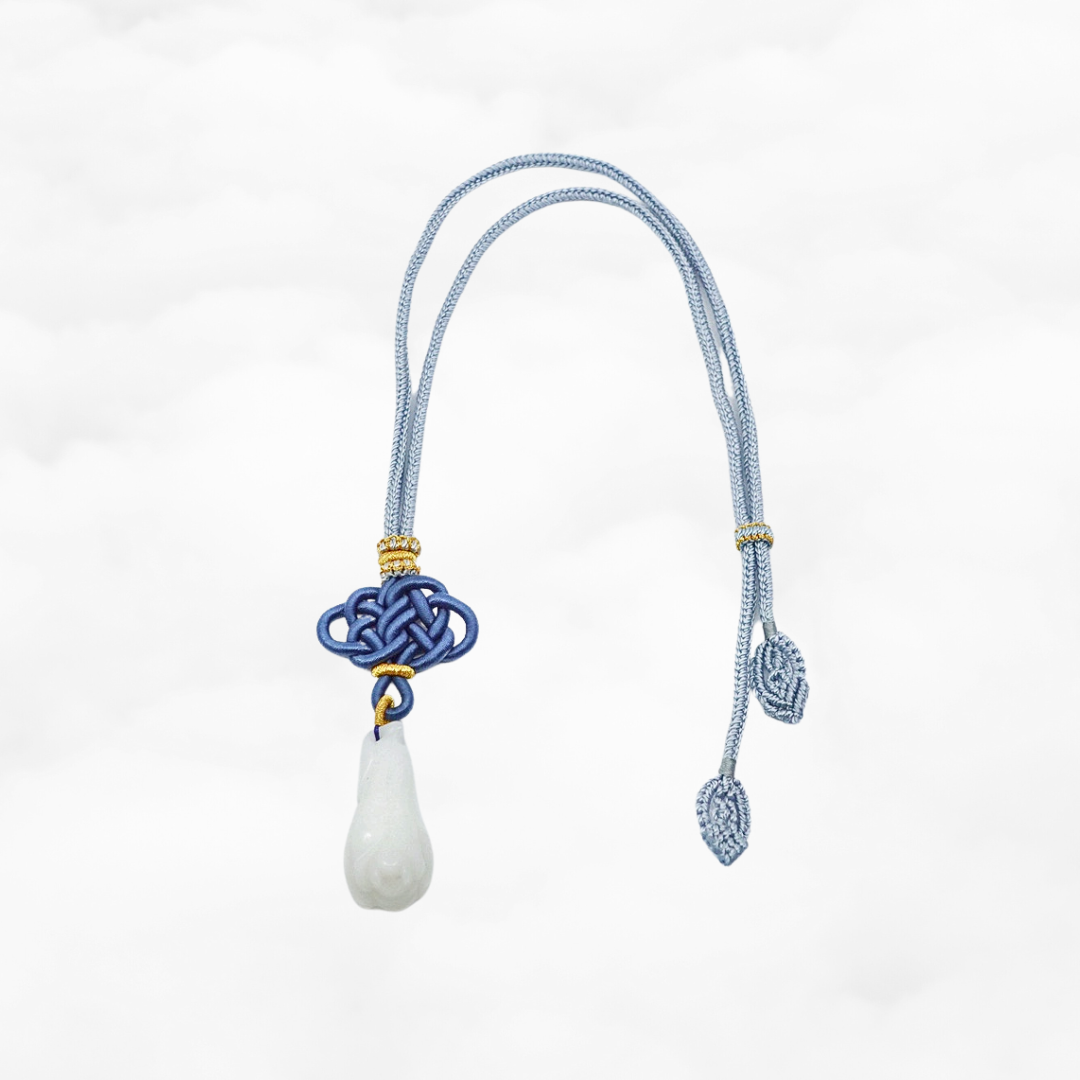 White Jade Orchid Flower Pendant Necklace with Auspicious Chinese Knot - Yun Boutique