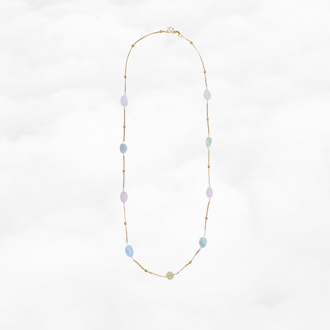 The Nine Morganite Long Necklace - Yun Boutique