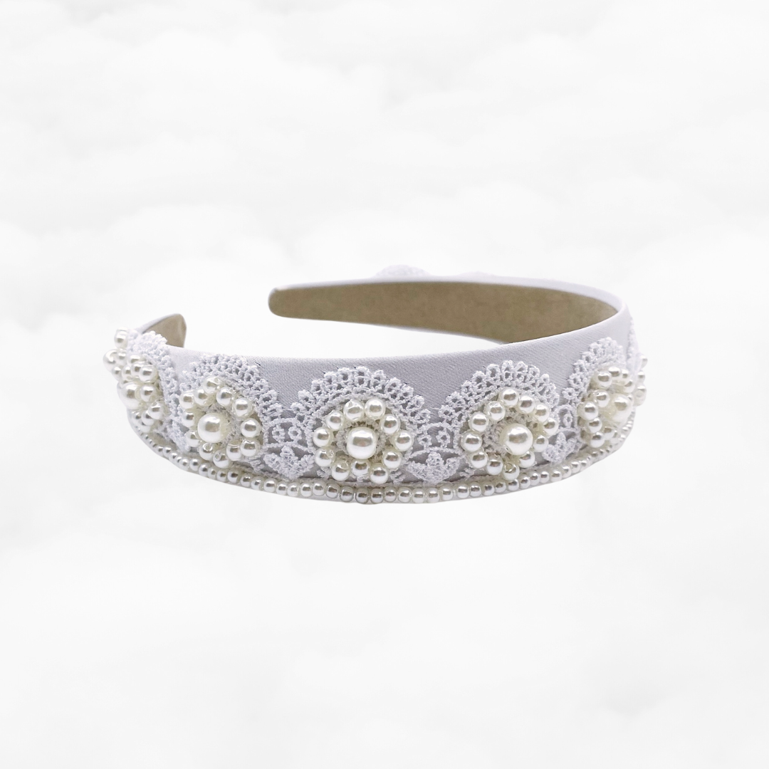 Pearl and Lace Bridal Headband - Yun Boutique