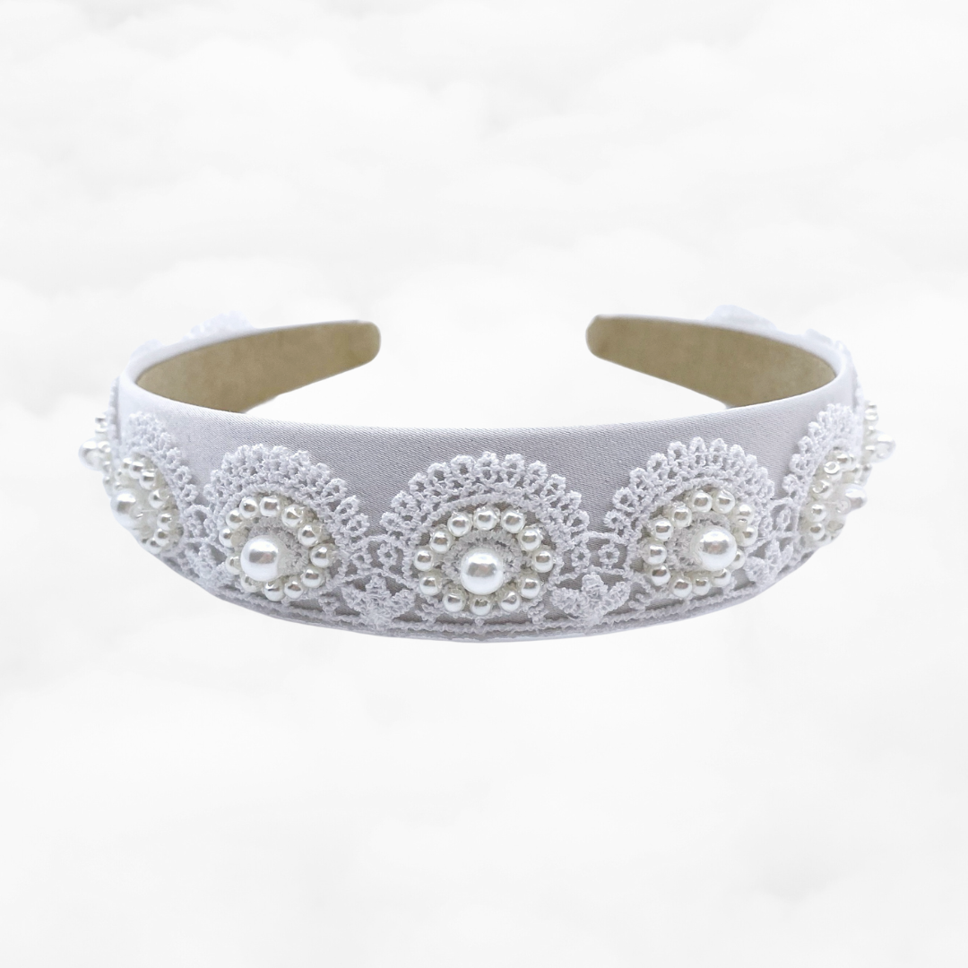 Pearl and Lace Bridal Headband - Yun Boutique