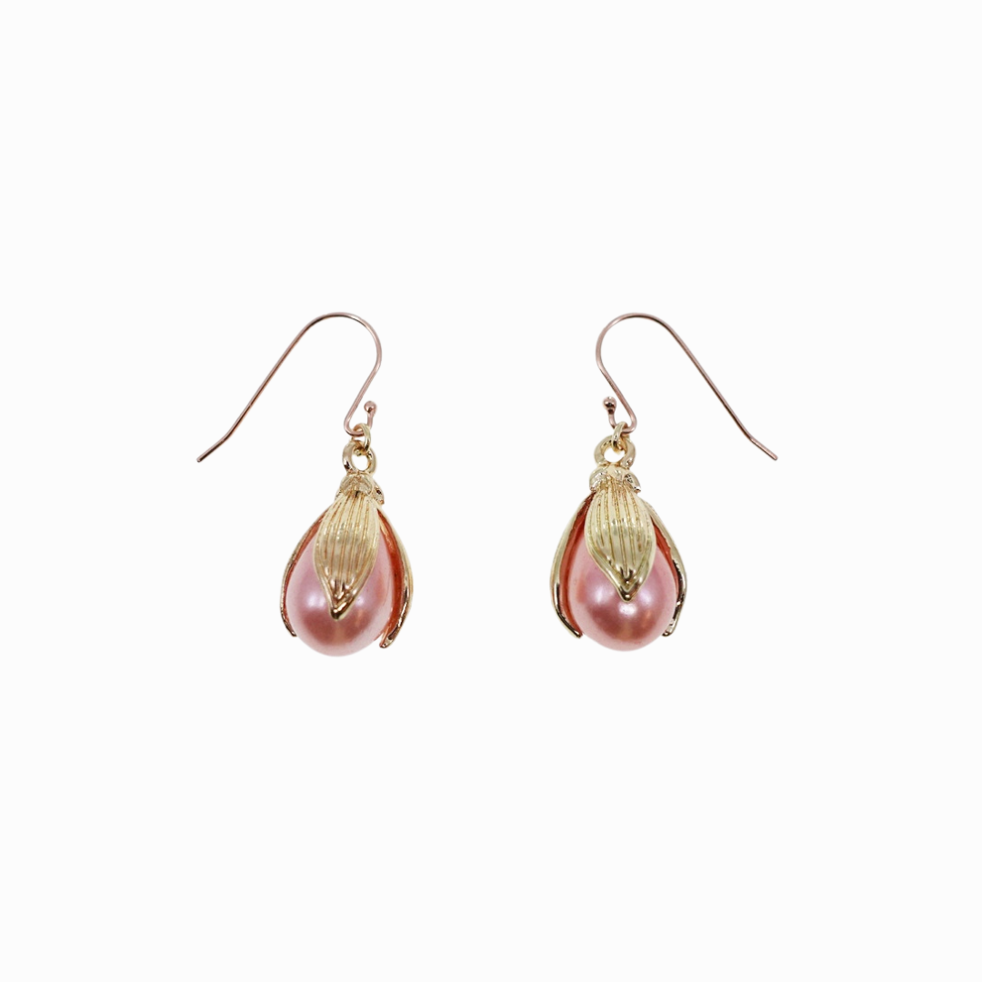 Pink Flower Petal Earrings