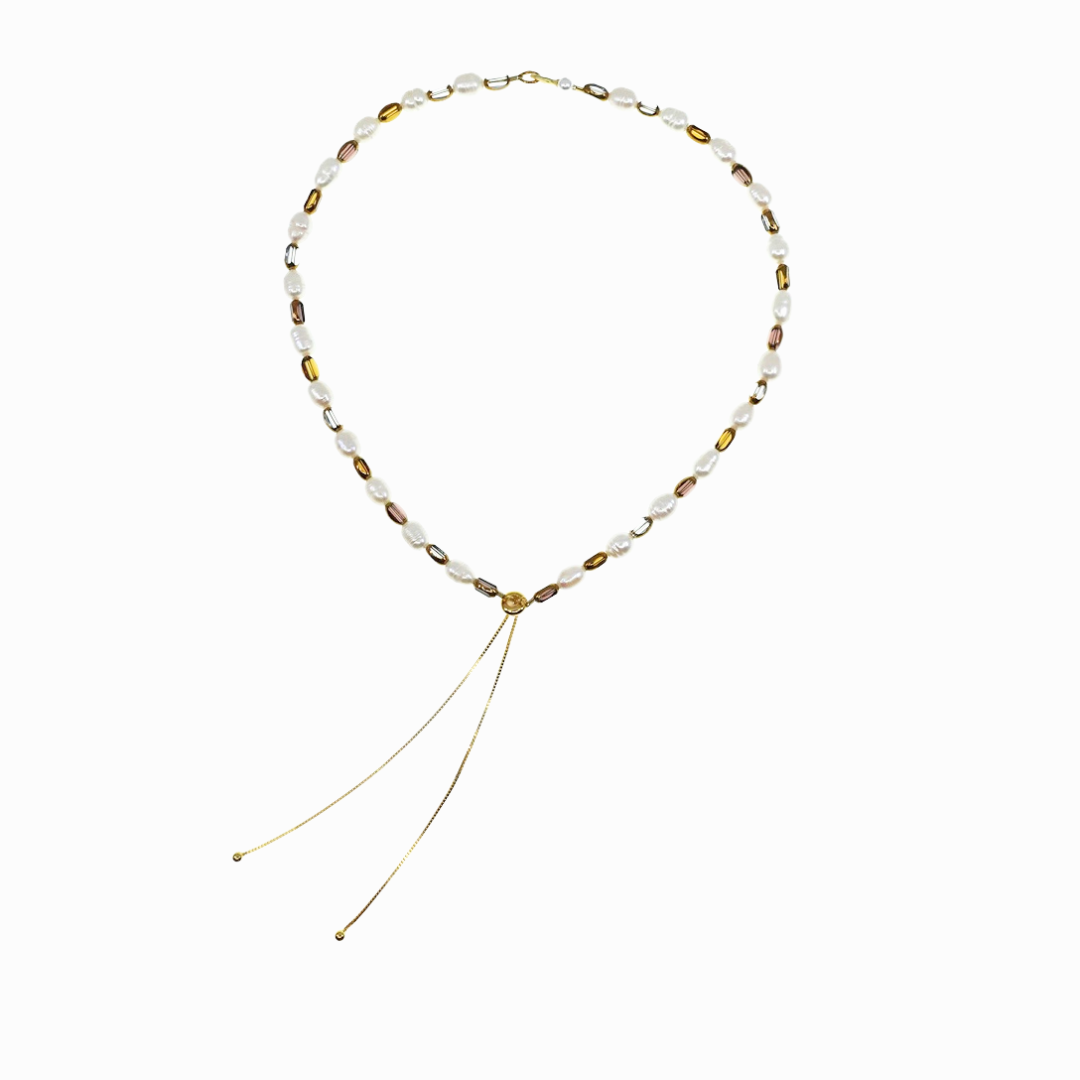 Radiant Glass and Pearl Necklace