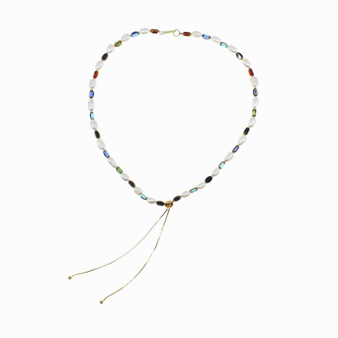 Radiant Glass and Pearl Necklace