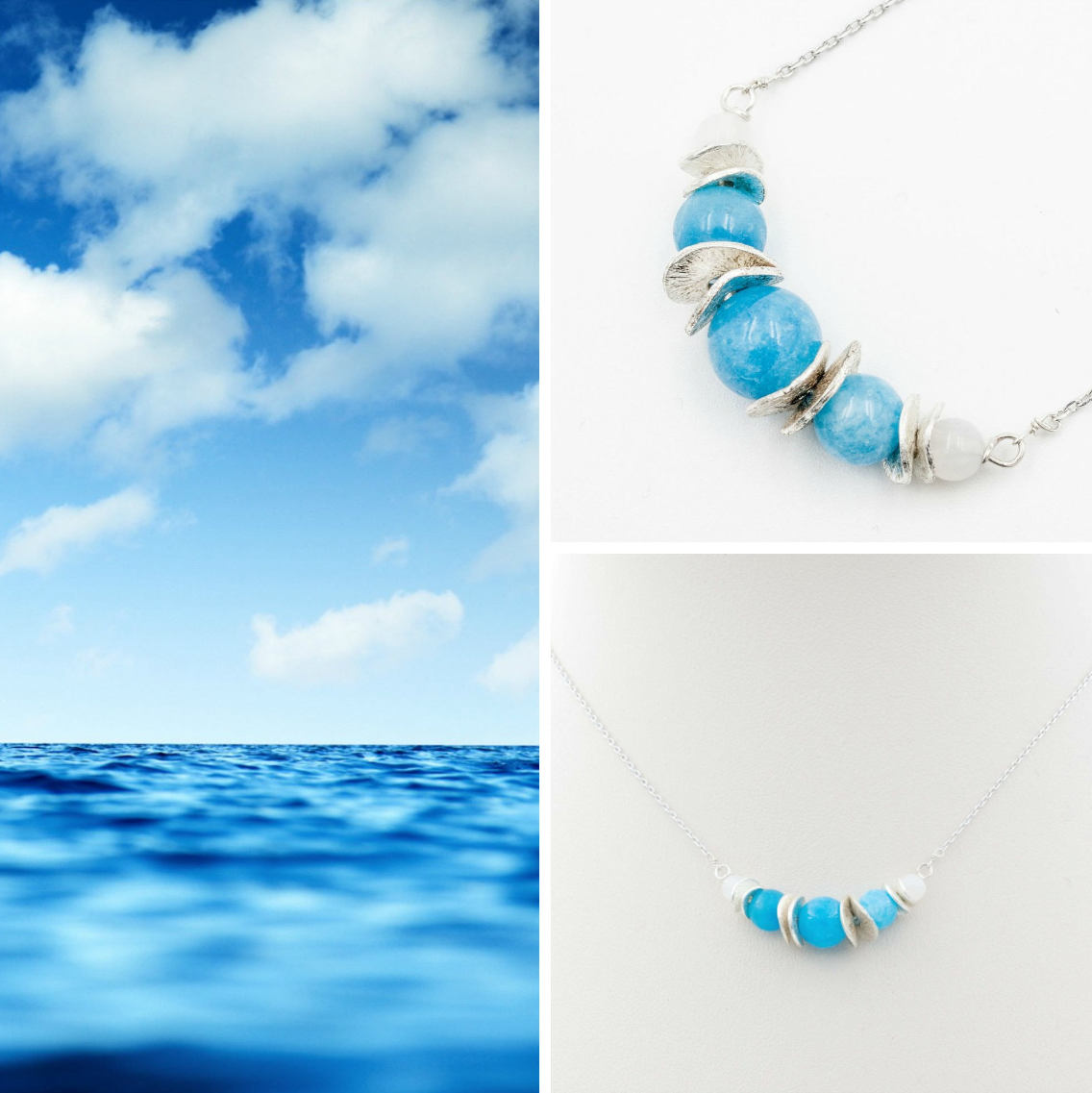Silver Blue Jade Necklace - Yun Boutique