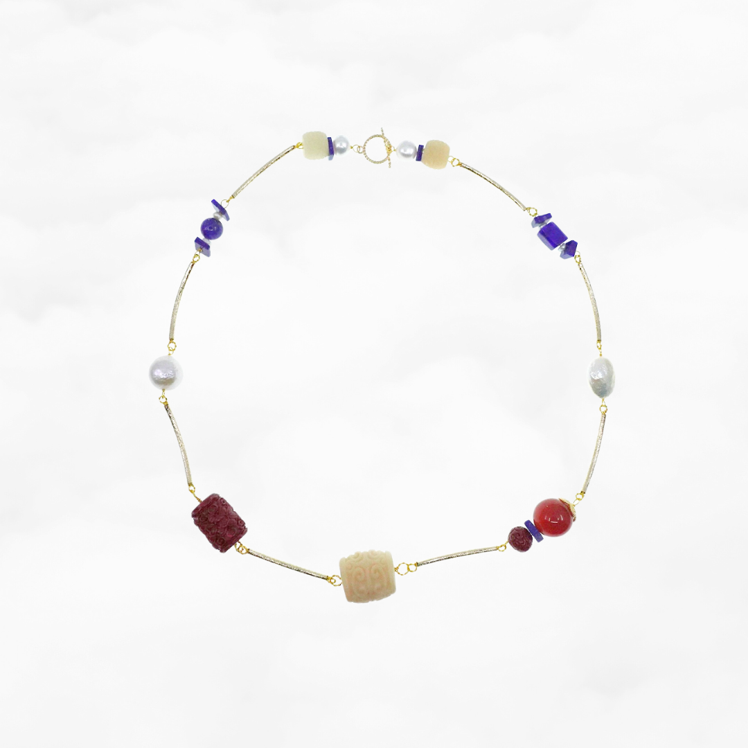 Metropolis Hermit Gems Station Necklace 20 Inch - Yun Boutique