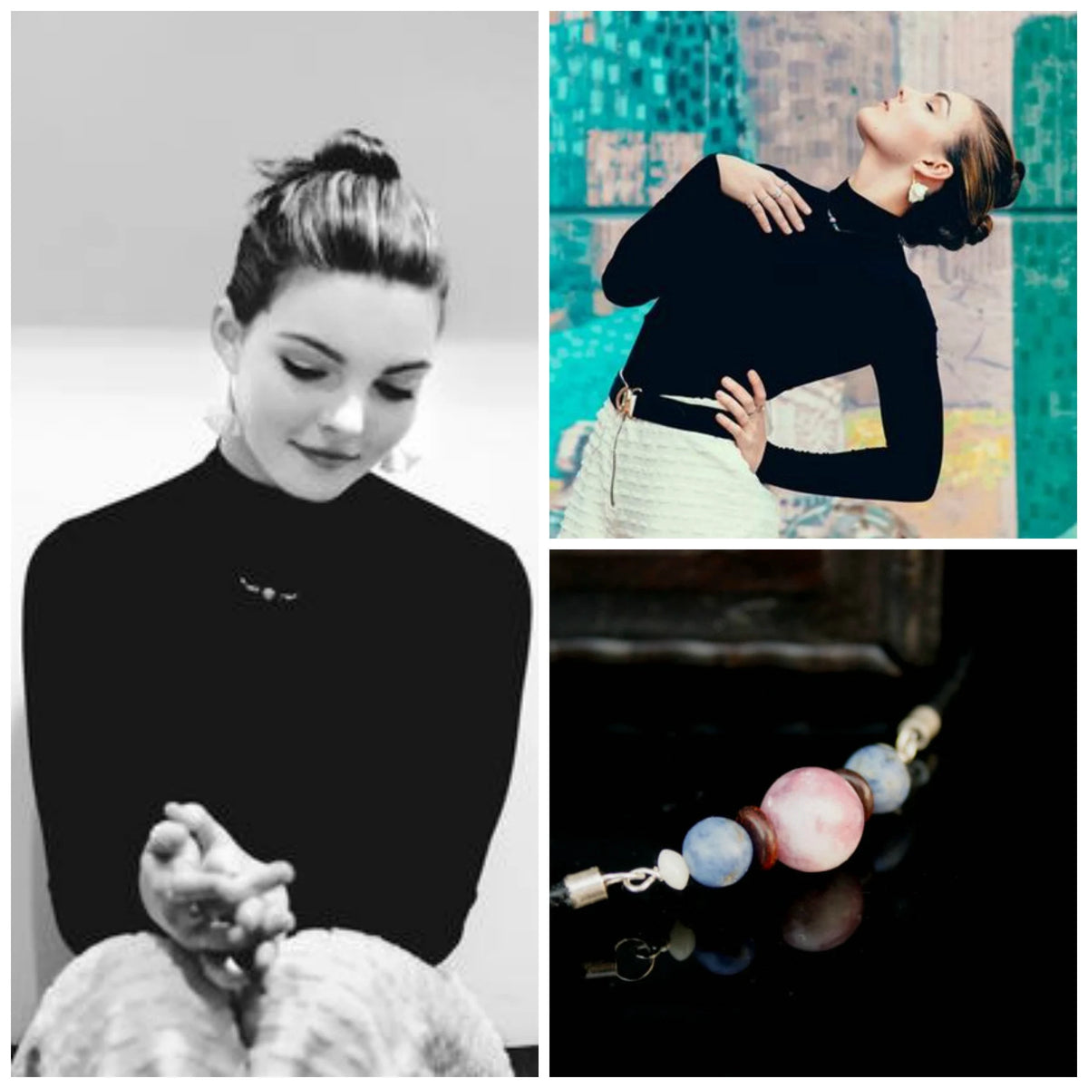 Leather Necklace with Floating Gemstone - Yun Boutique