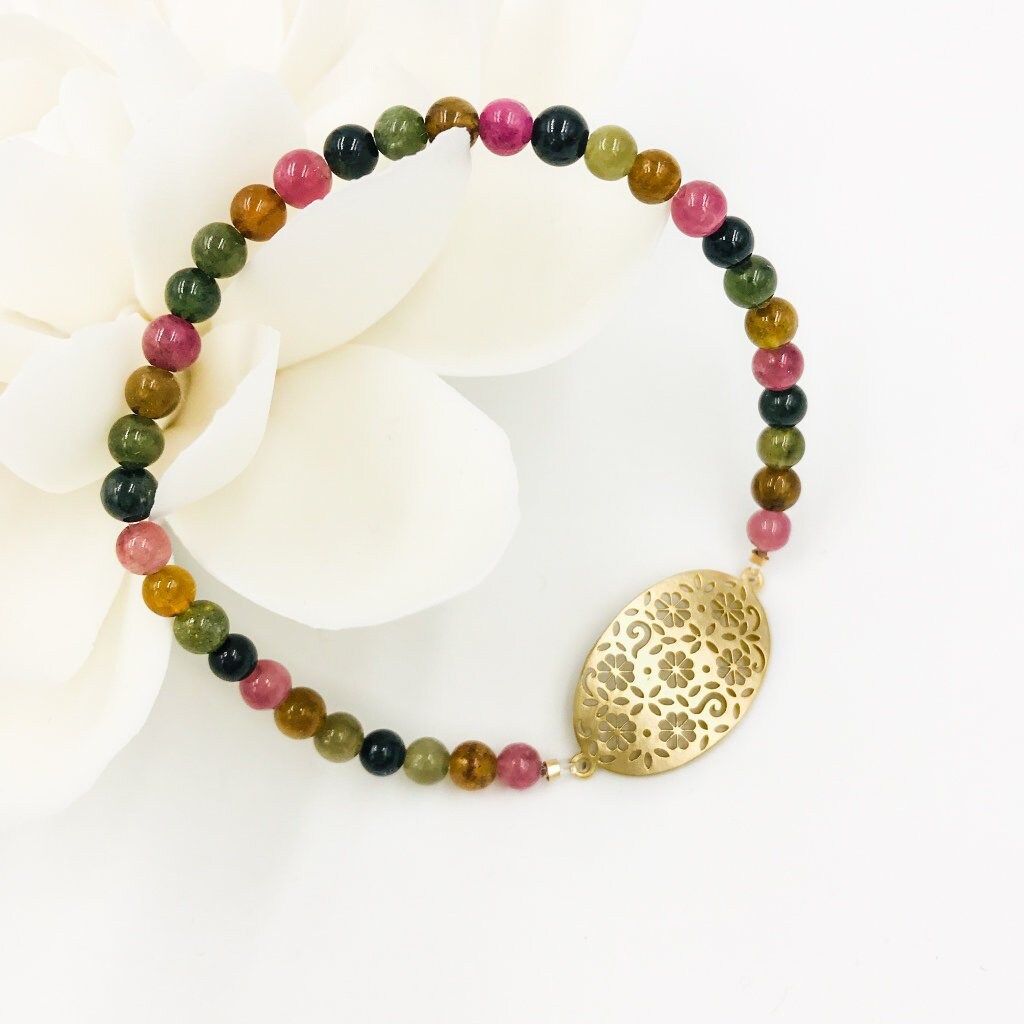 Beaded Tourmaline Bracelet 4mm - Yun Boutique