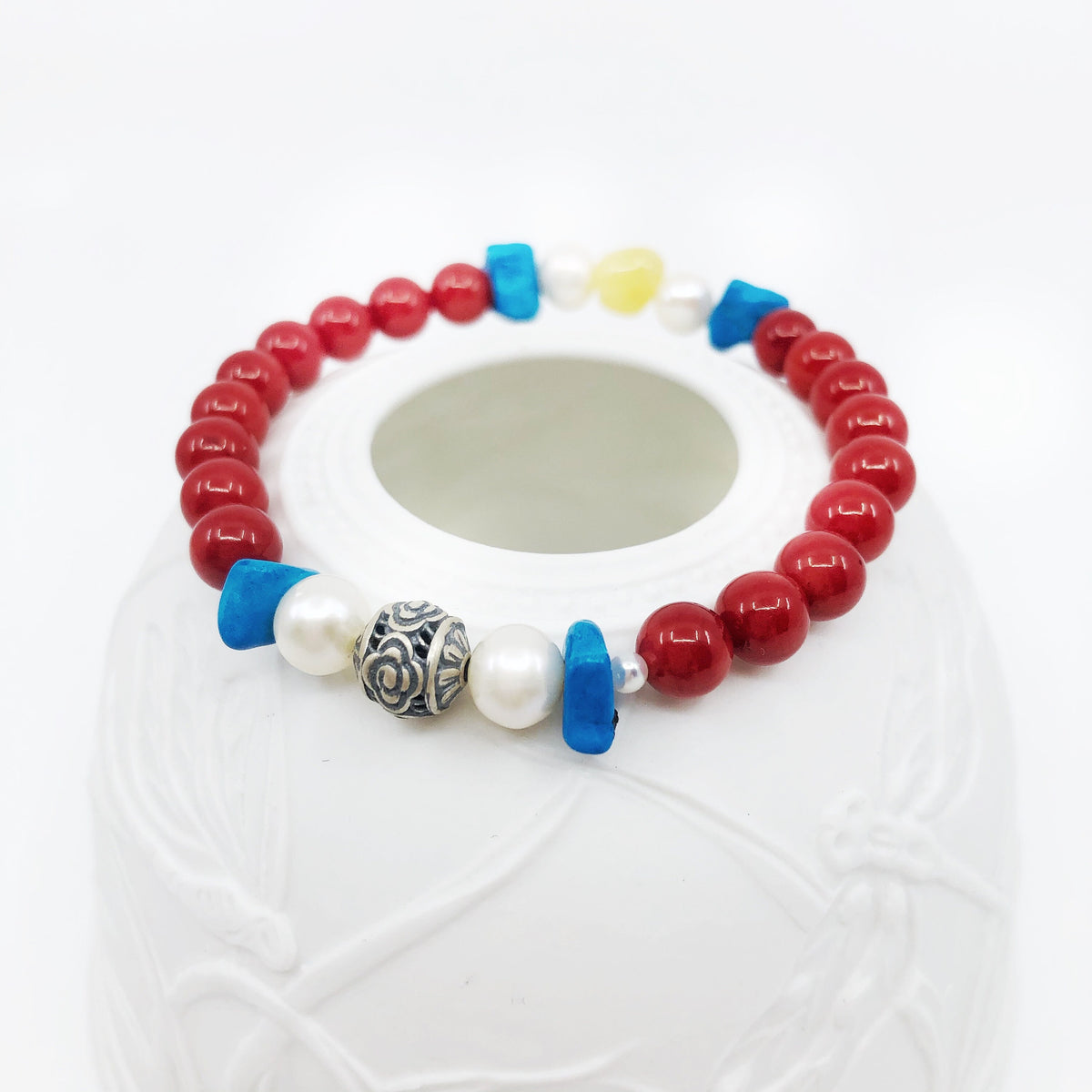 Reunion Beaded Bracelet - Red Coral - Yun Boutique