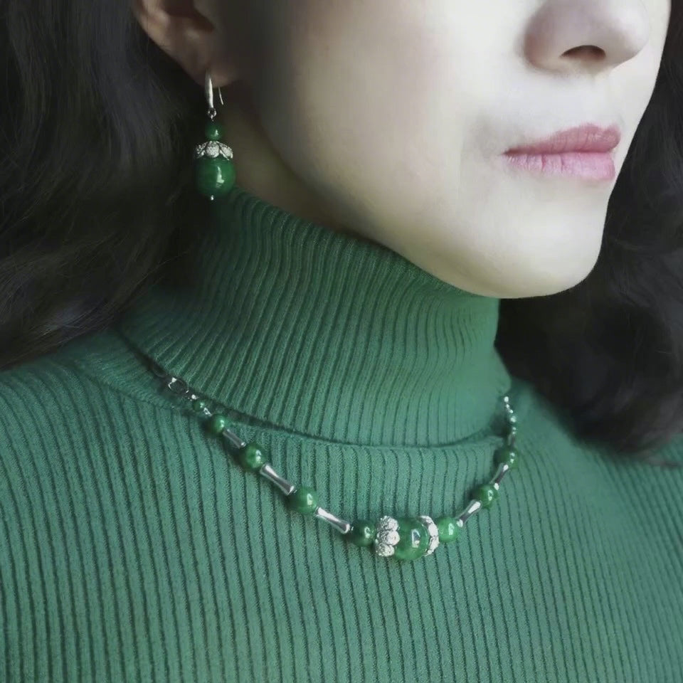 Elf Forest Jadeite Earrings - Yun Boutique