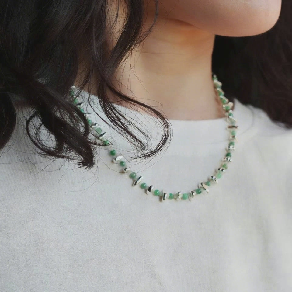 Elf Forest Jadeite Necklace Silver - Yun Boutique