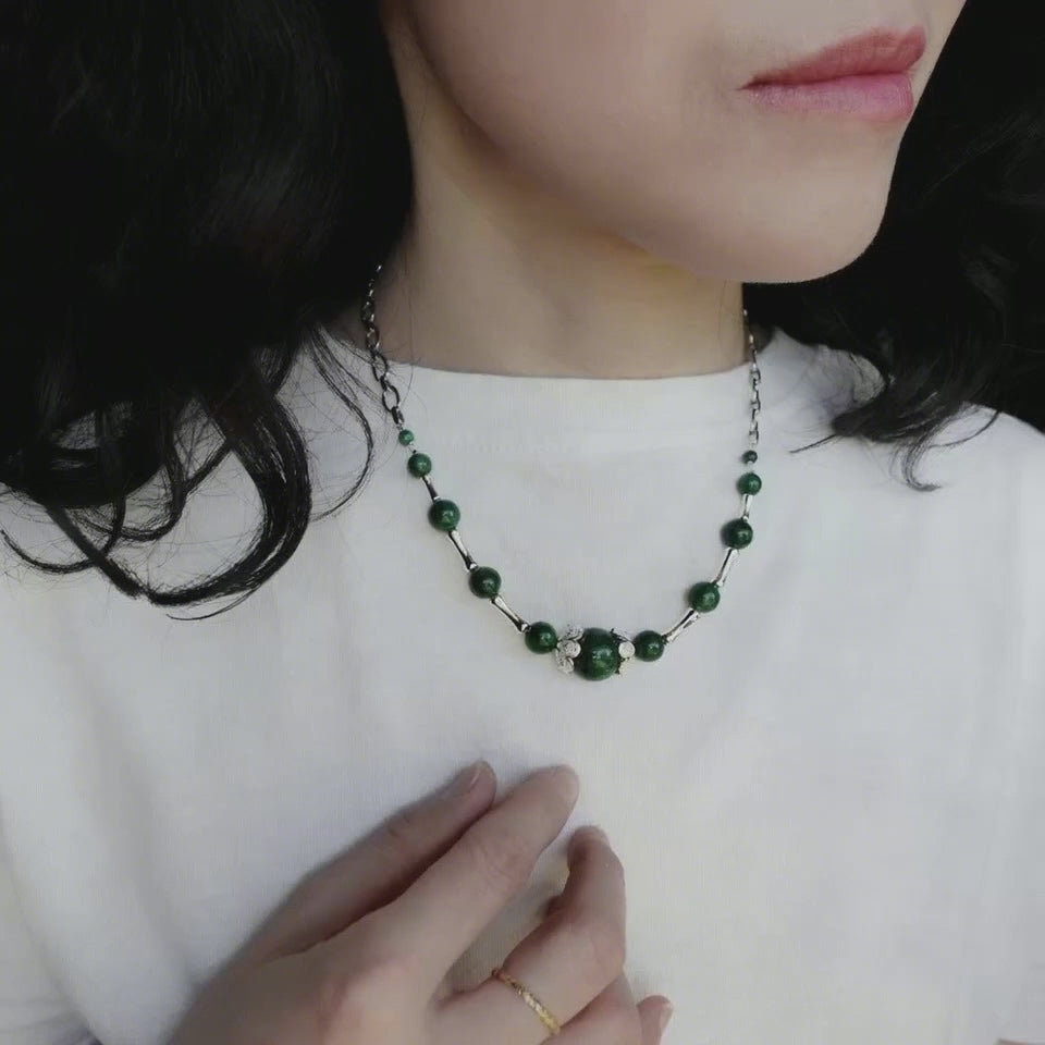 Elf Forest Jadeite Statement Necklace - Yun Boutique