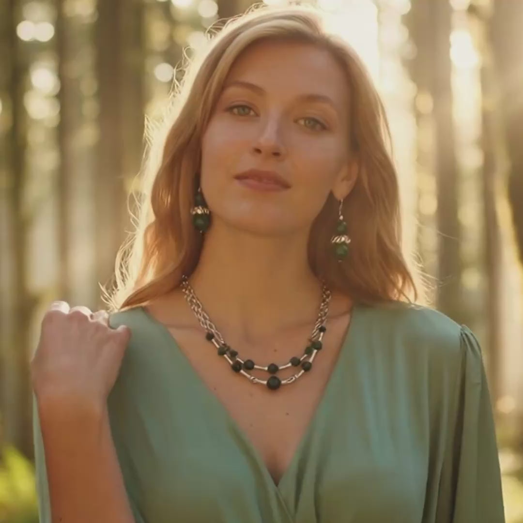 Elf Forest Jadeite Statement Necklace Set - Yun Boutique