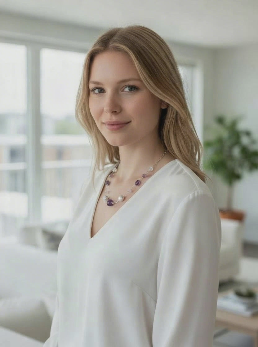 Collar de amatista con temática de invierno