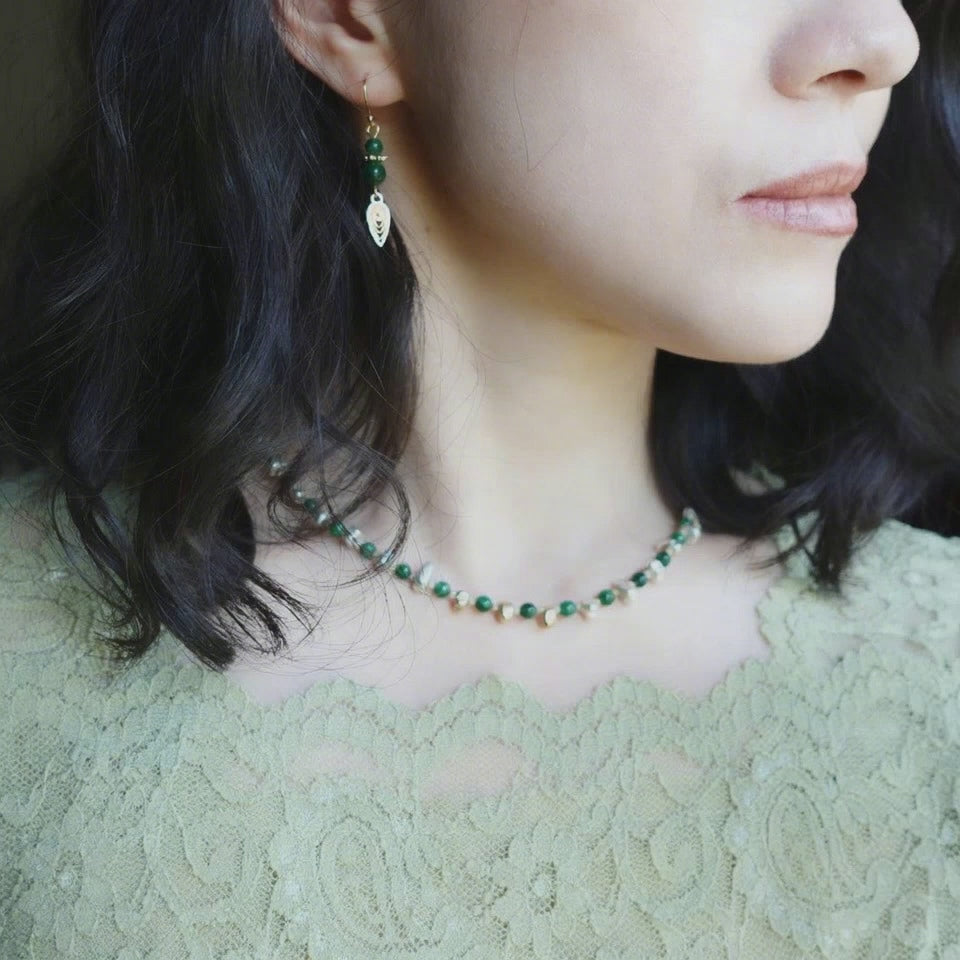 Elf Forest Jadeite Necklace Silver - Yun Boutique