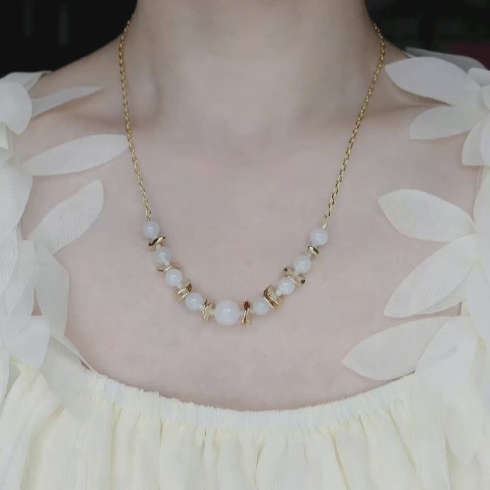 Elf Forest Jadeite Necklace Gold - Yun Boutique