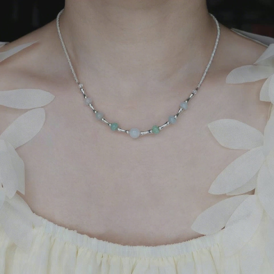 Elf Forest Necklace and Earrings Set Silver  - Yun Boutique