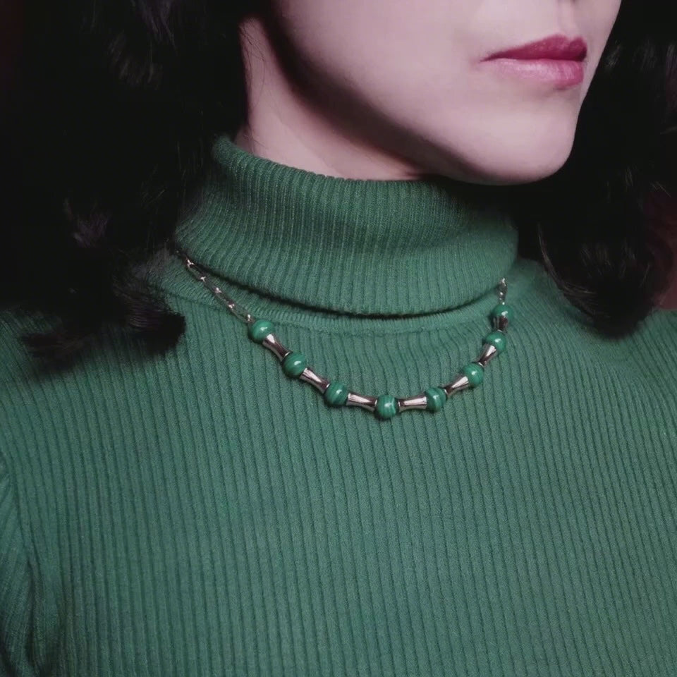 Elf Forest Malachite Necklace Gold - Yun Boutique