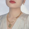 Auspicious Flower Turquoise Pendant Necklace - Yun Boutique