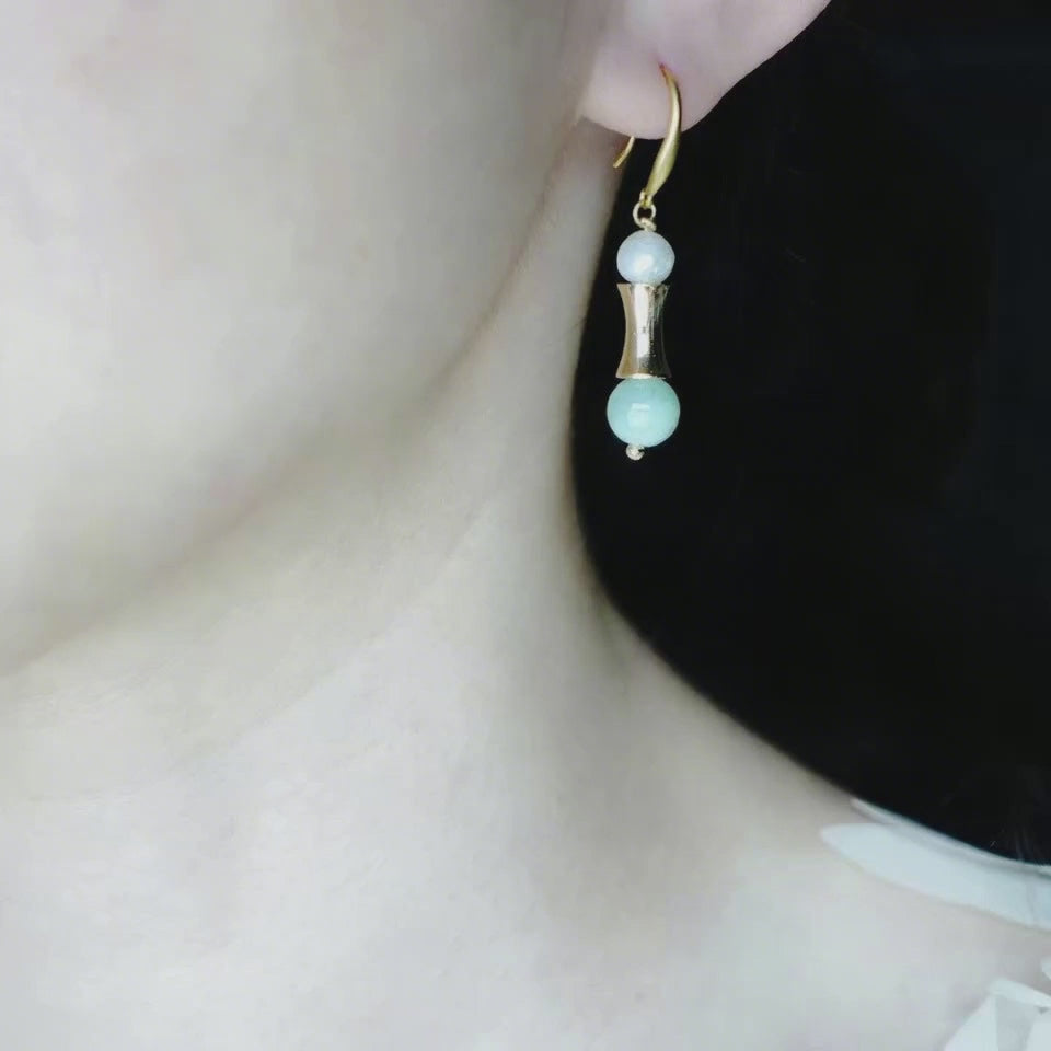 Elf Forest Aventurine Necklace and Earrings Set Gold - Yun Boutique