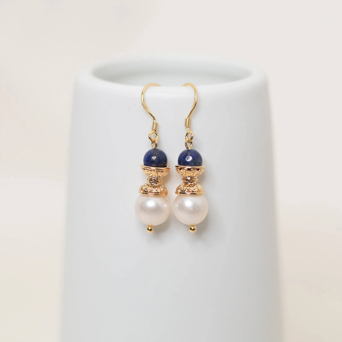 Gold Lotus Pearl Earrings - Yun Boutique