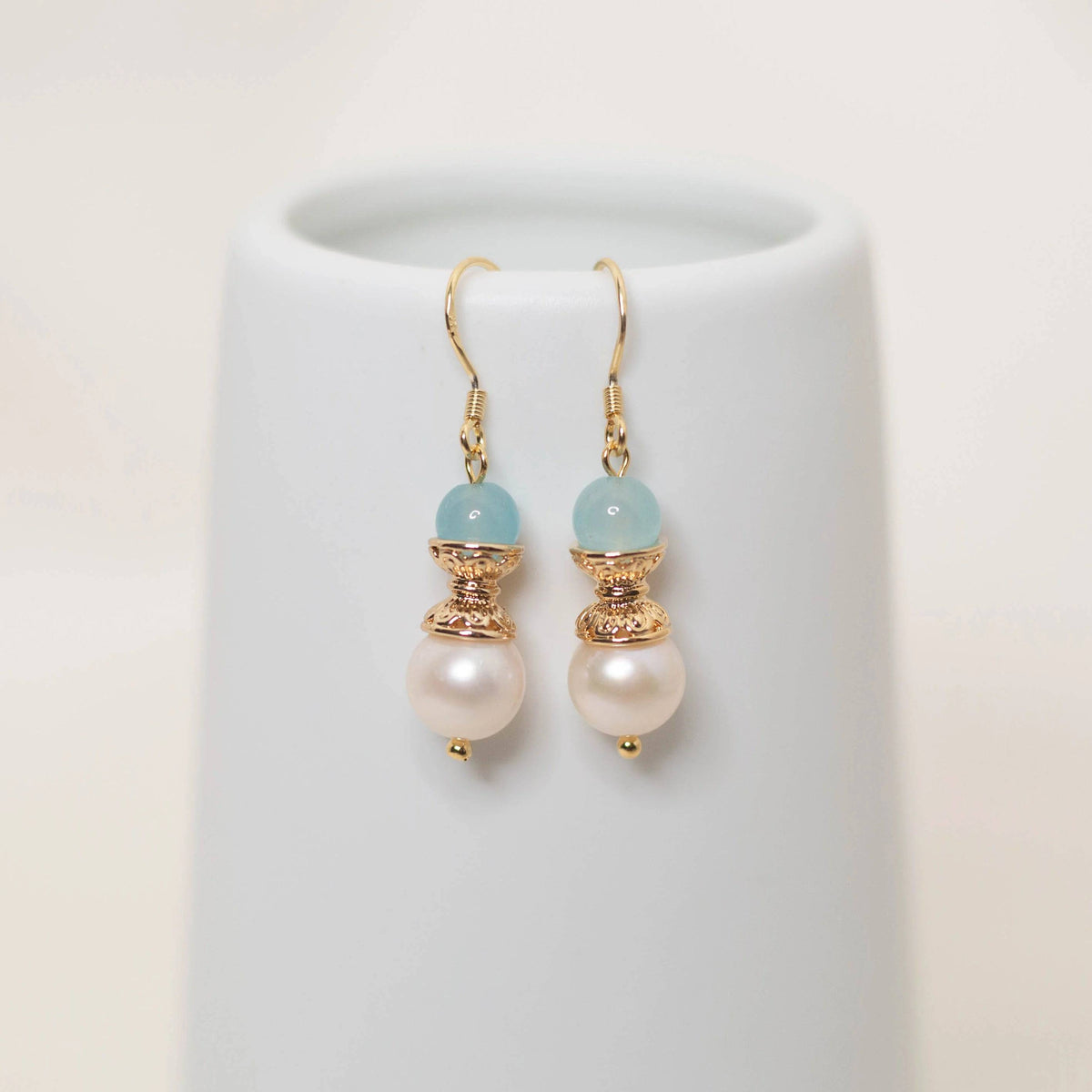 Gold Lotus Pearl Earrings - Yun Boutique