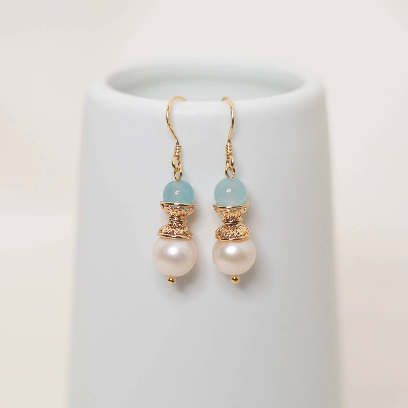 Gold Lotus Pearl Earrings - Yun Boutique
