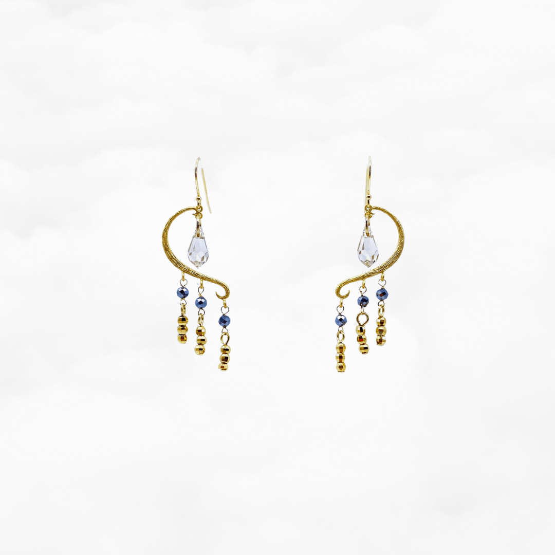Heavenly Elegance Gold Grey Earrings - Yun Boutique