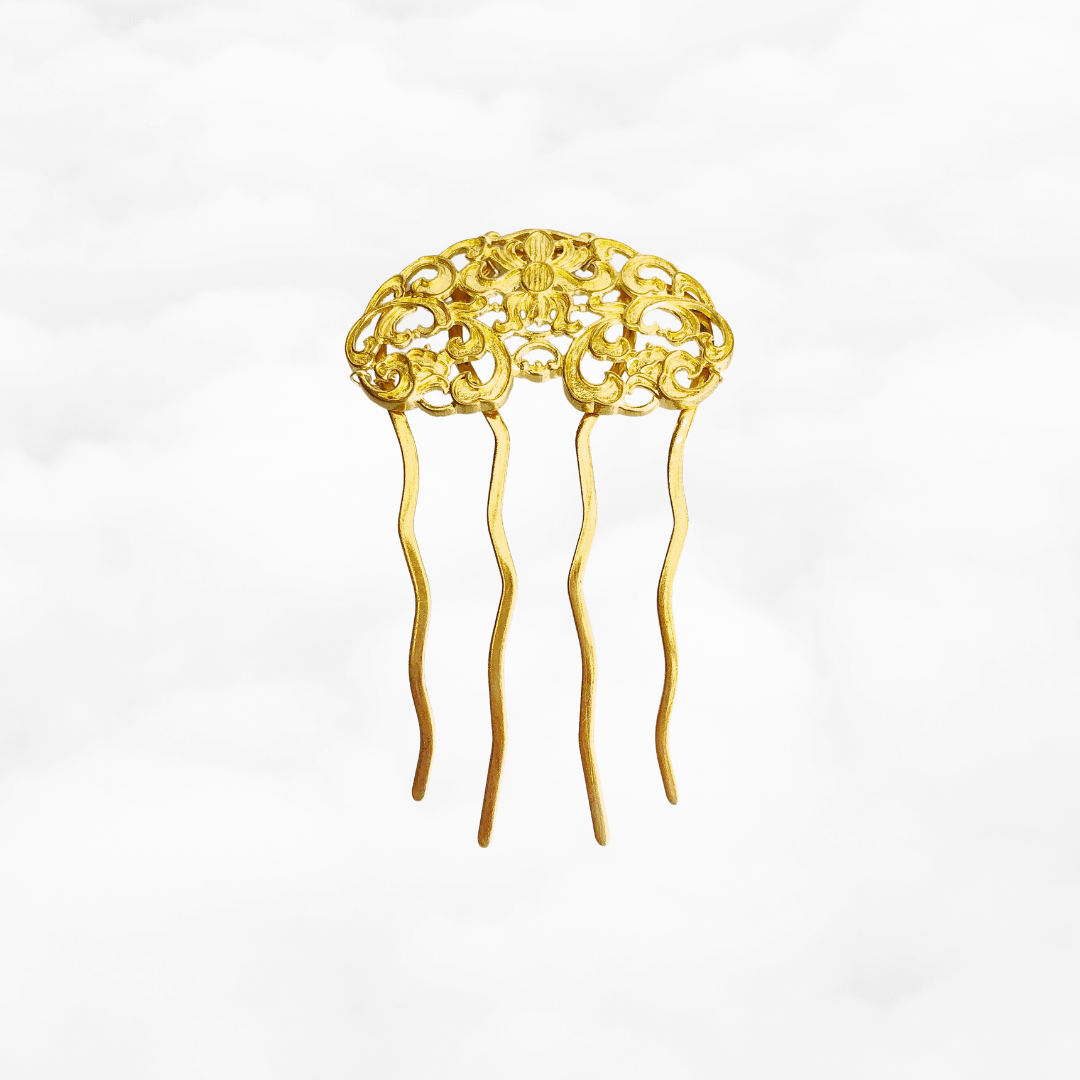 Gold Peony Hair Comb - Yun Boutique