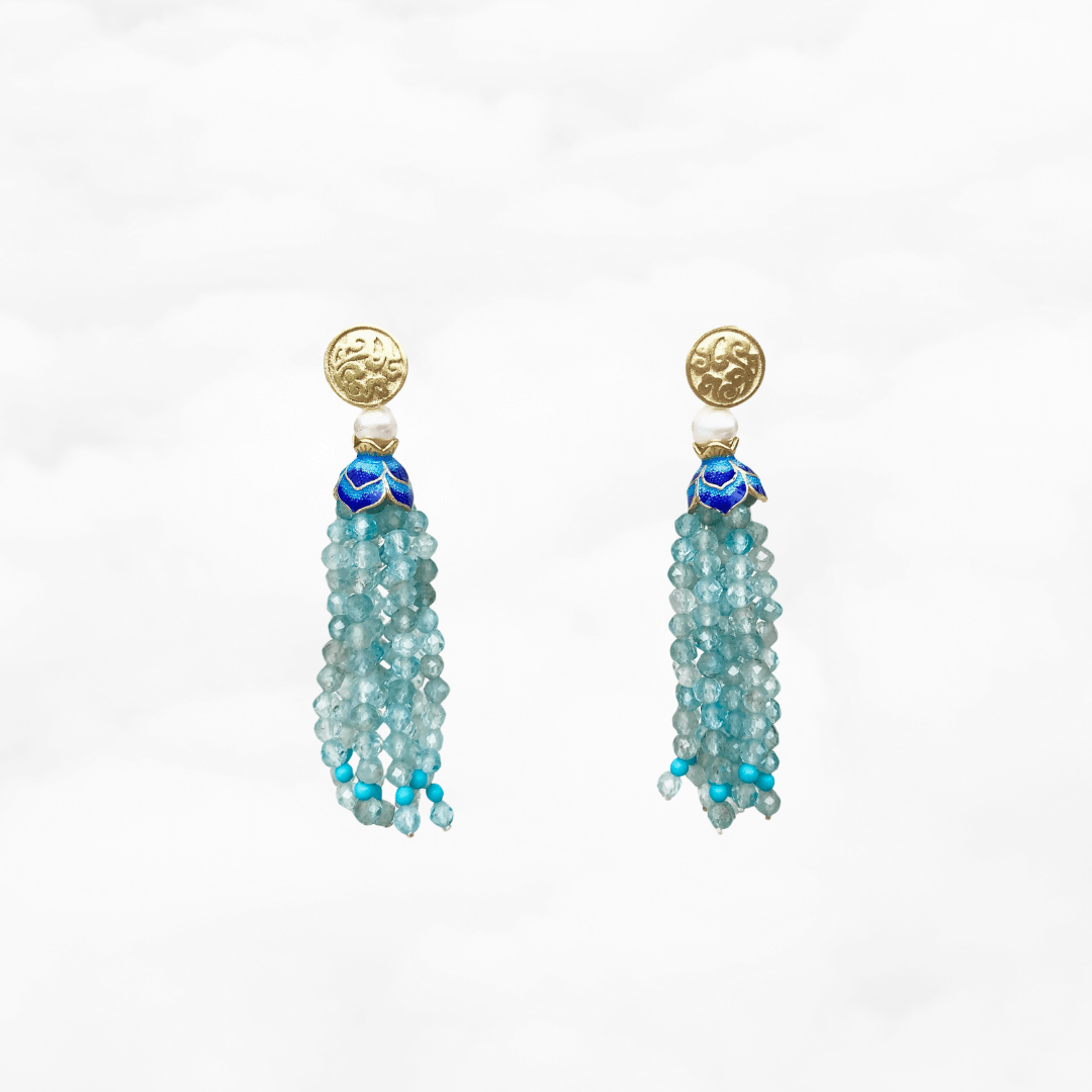 Tassels Necklace and Earrings - Apatite - Yun Boutique