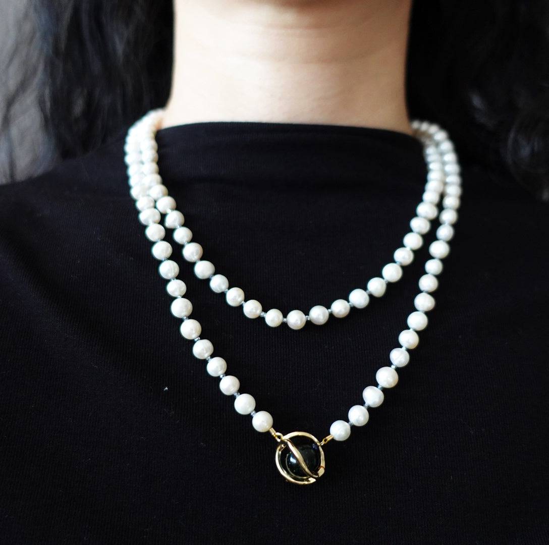 Multi-style Opera Pearl Necklace (Black Terahertz Stone) - Yun Boutique