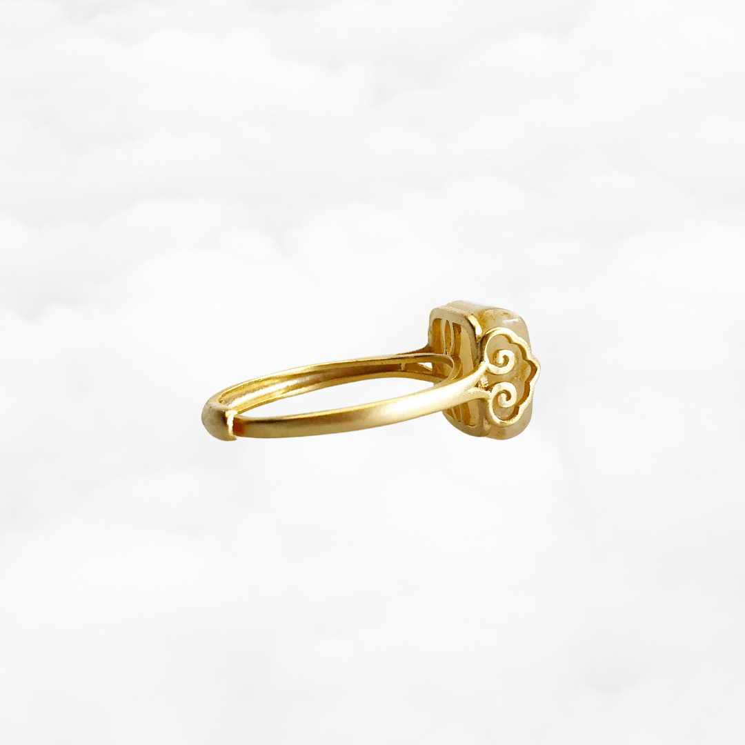 Gold Square Yellow Jade Ring - Yun Boutique