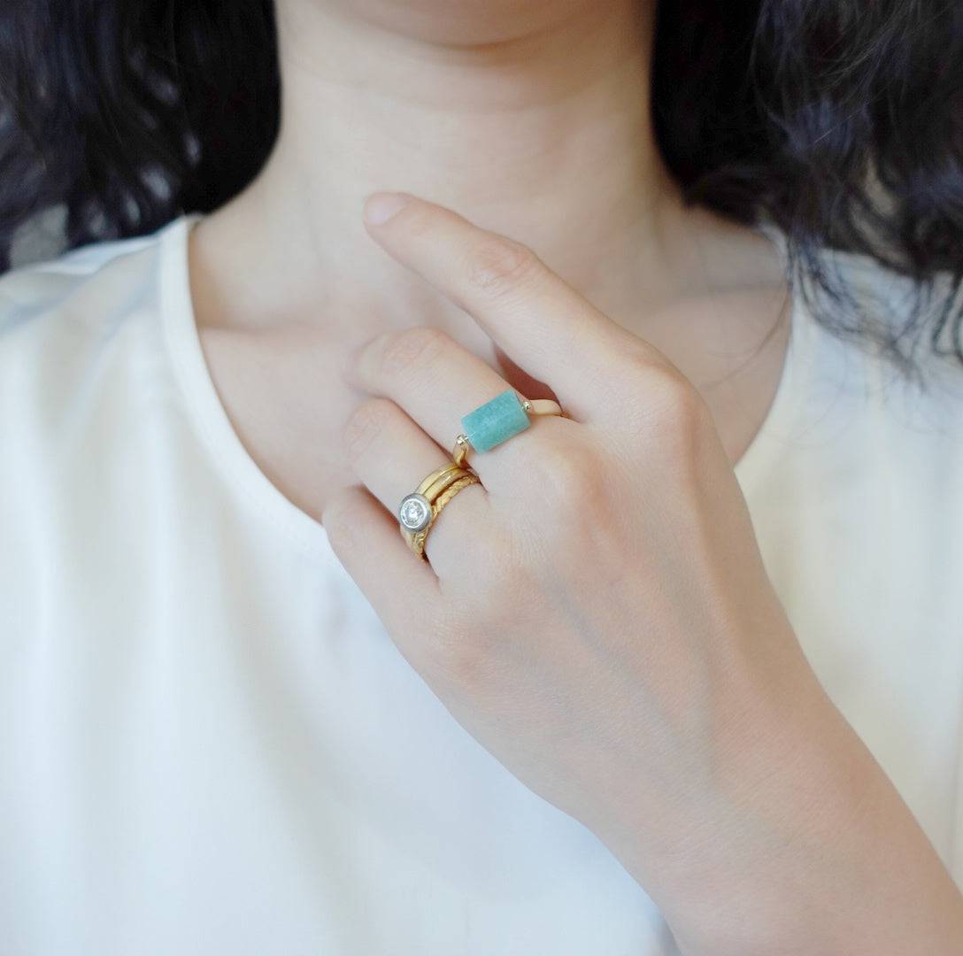 Natural Amazonite Stack Ring - Yun Boutique