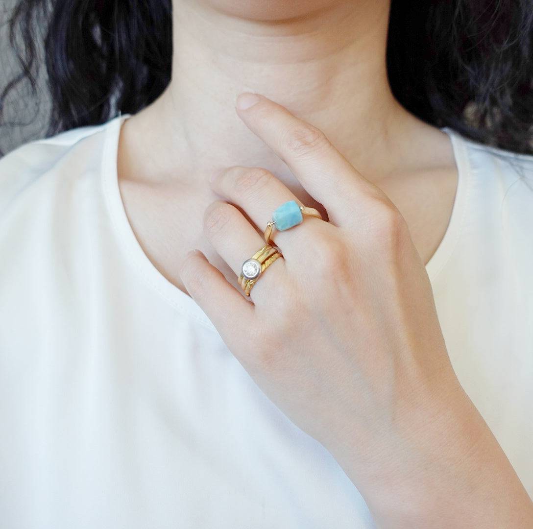 Natural Larimar Stack Ring - Yun Boutique