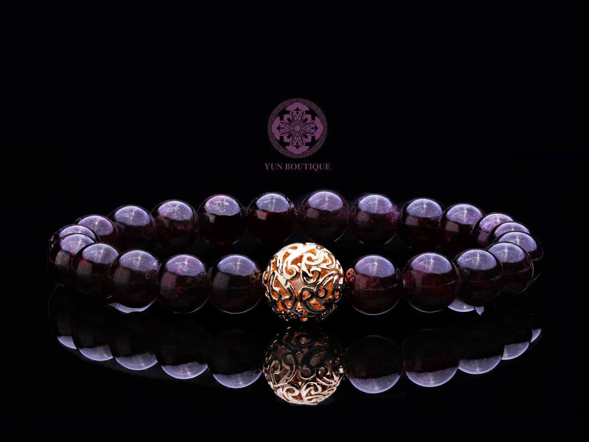 Auspicious Beaded Garnet Bracelet 8mm - Yun Boutique