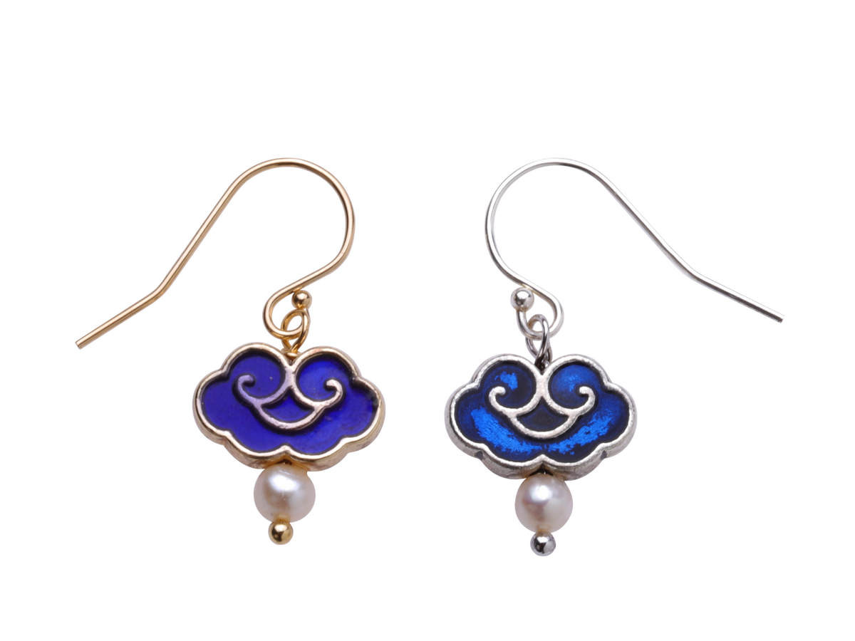Enamel Auspicious Clouds Earrings - Yun Boutique