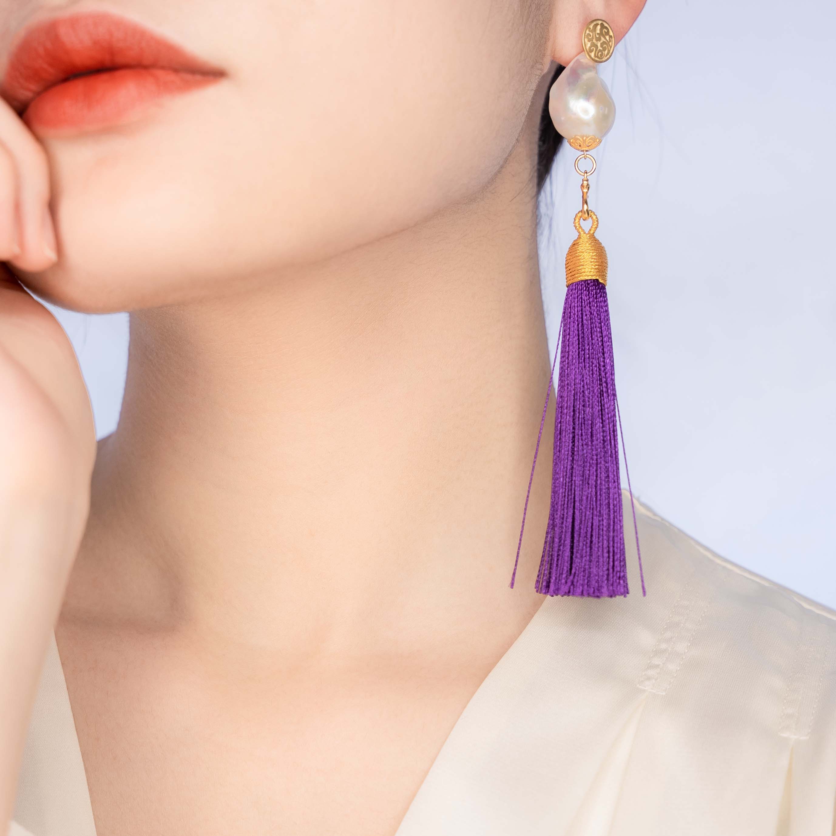 Silk tassel earrings on sale