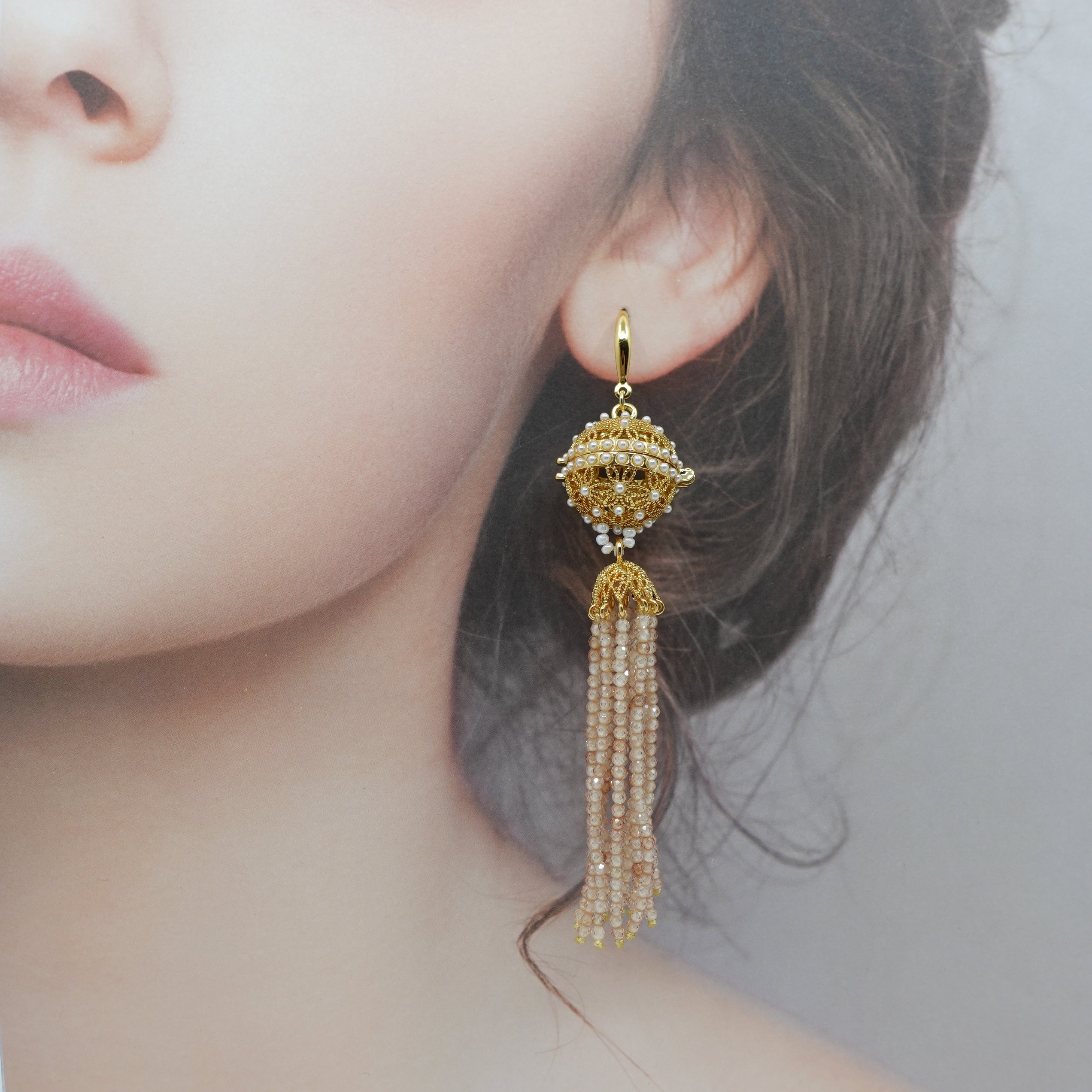 Champagne on sale tassel earrings