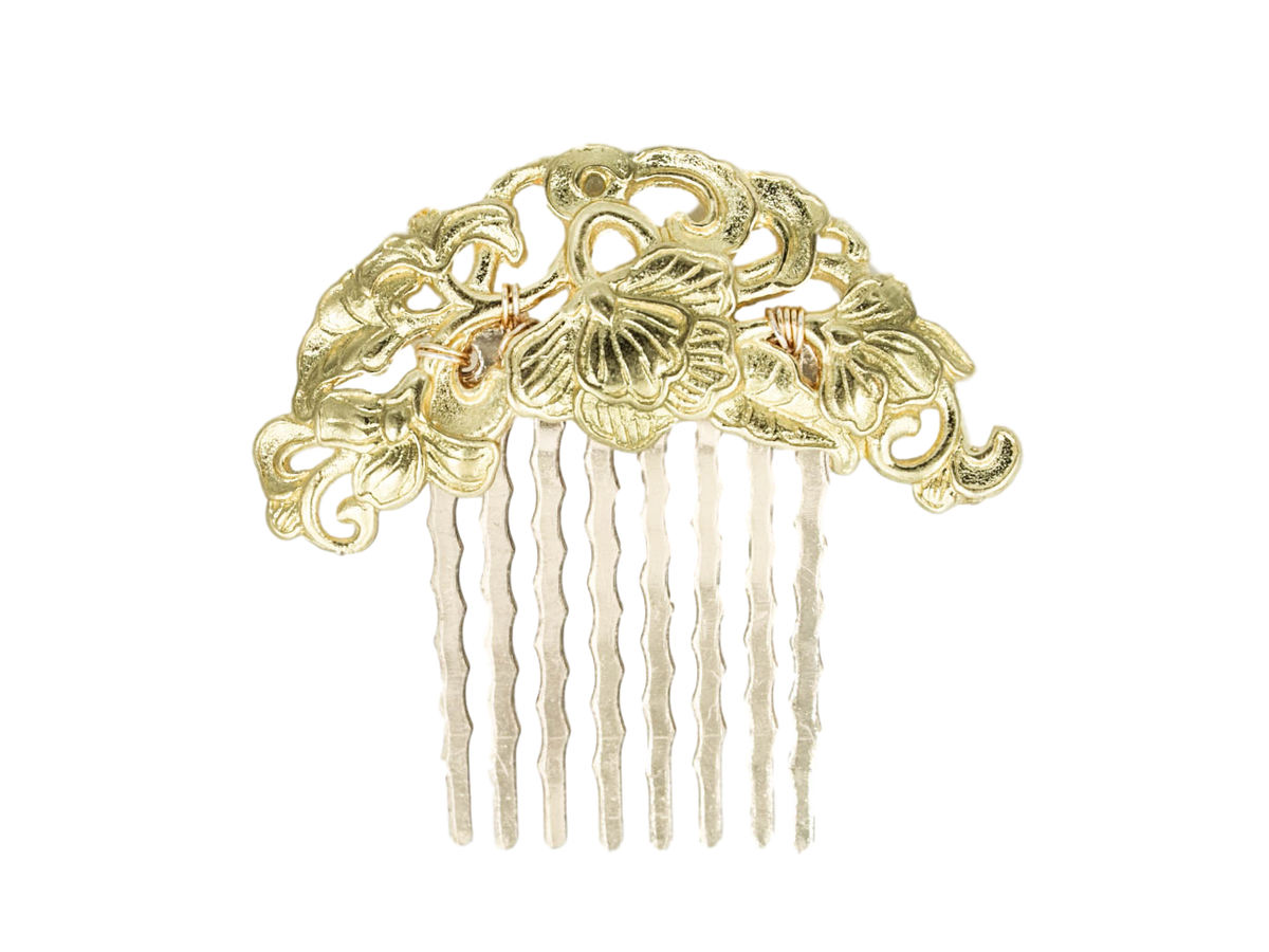 Tree Peony Hair Comb Gold - Yun Boutique