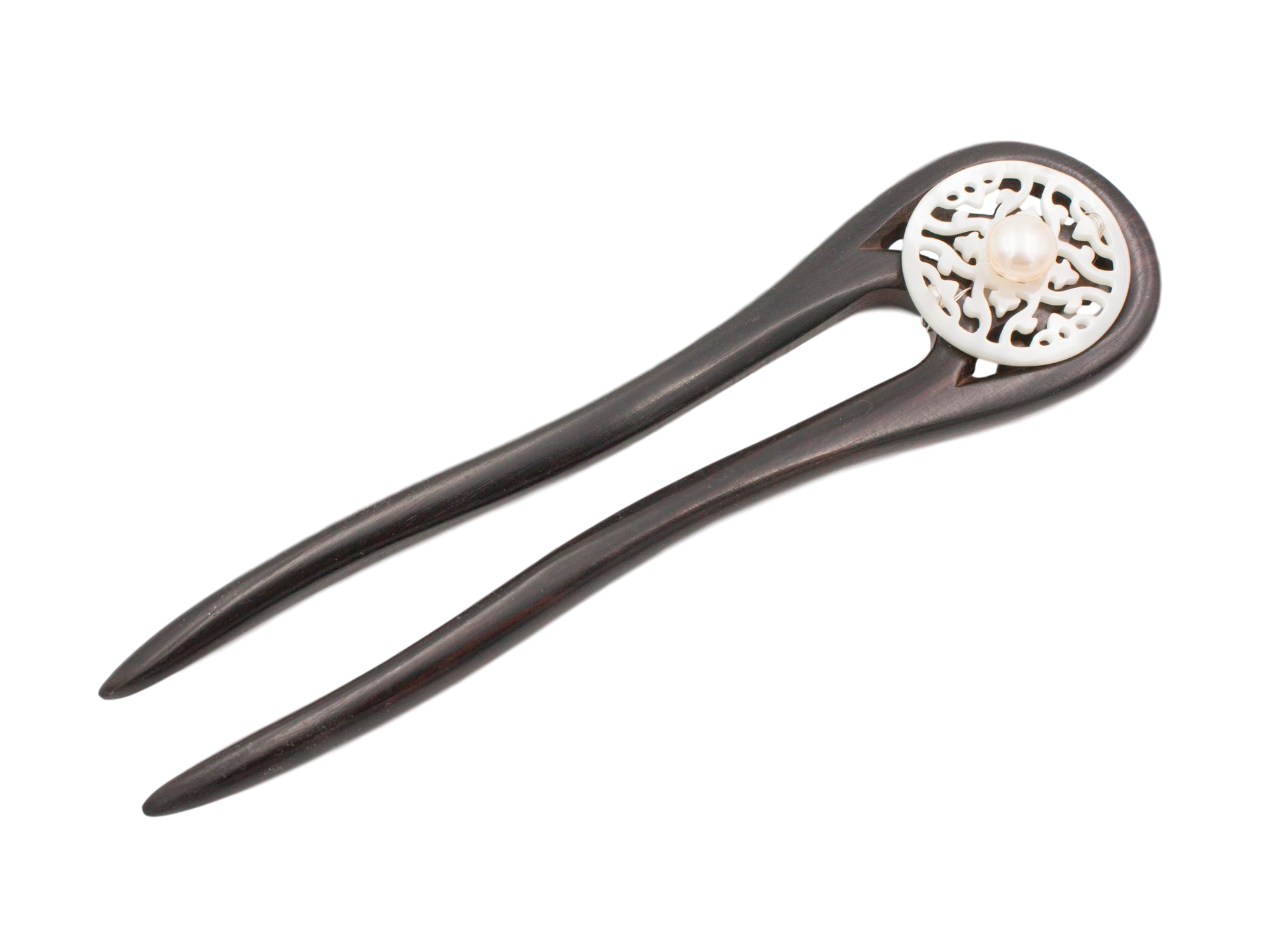 Sea Shell and Pearl Wood Hair Stick - Yun Boutique