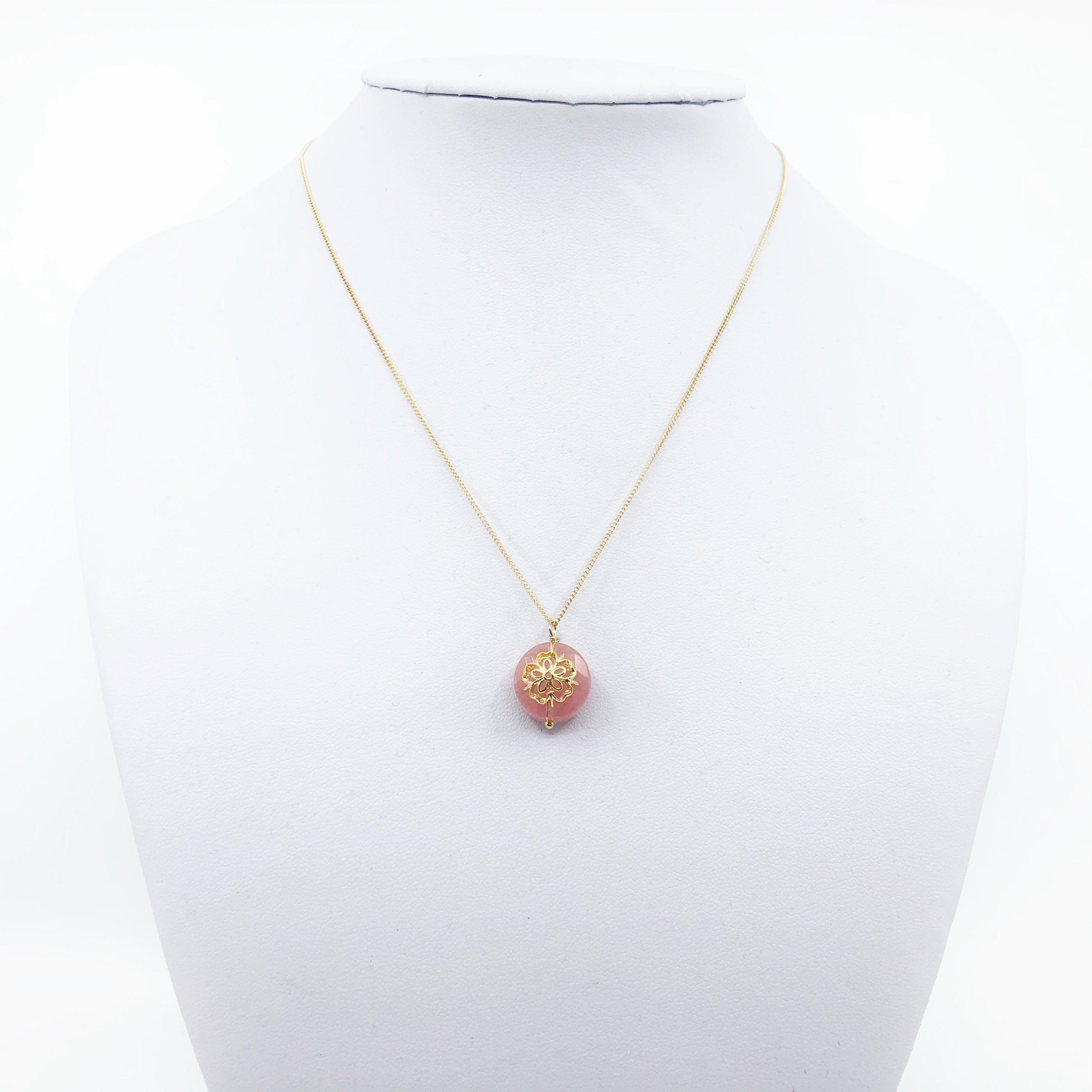 Large Organic Plum Blossom with Sun Necklace