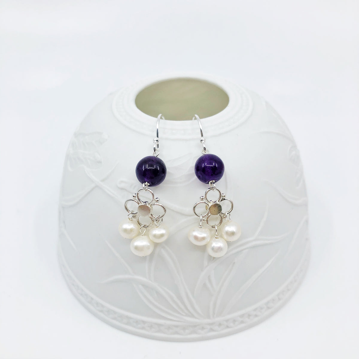 Seeds of Heaven Amethyst and Pearl Earrings