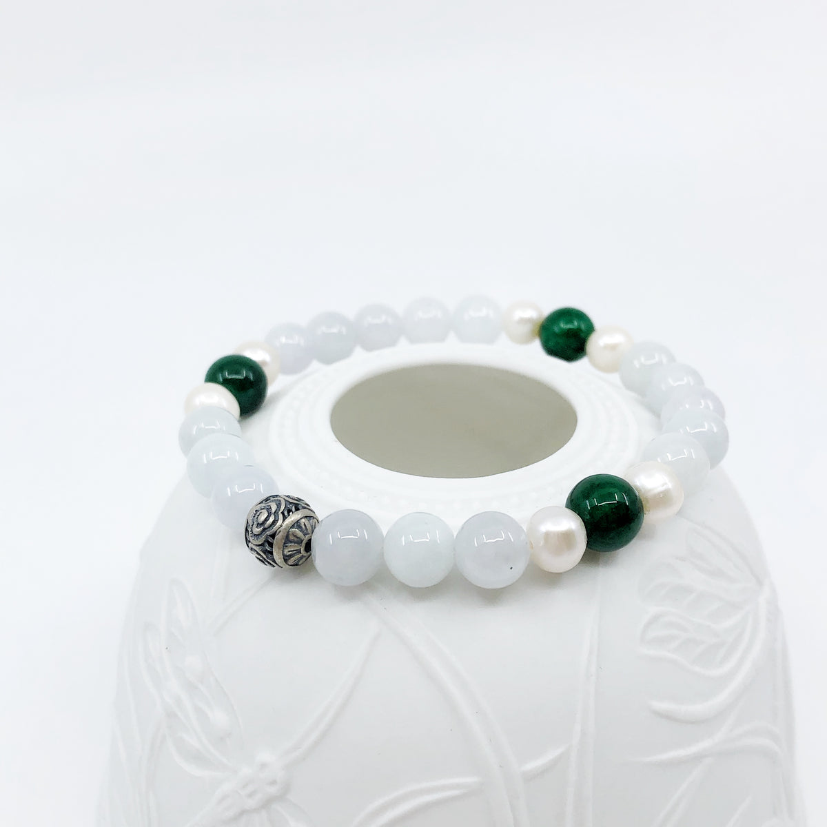 Vintage Style Jade and Pearl Bracelet
