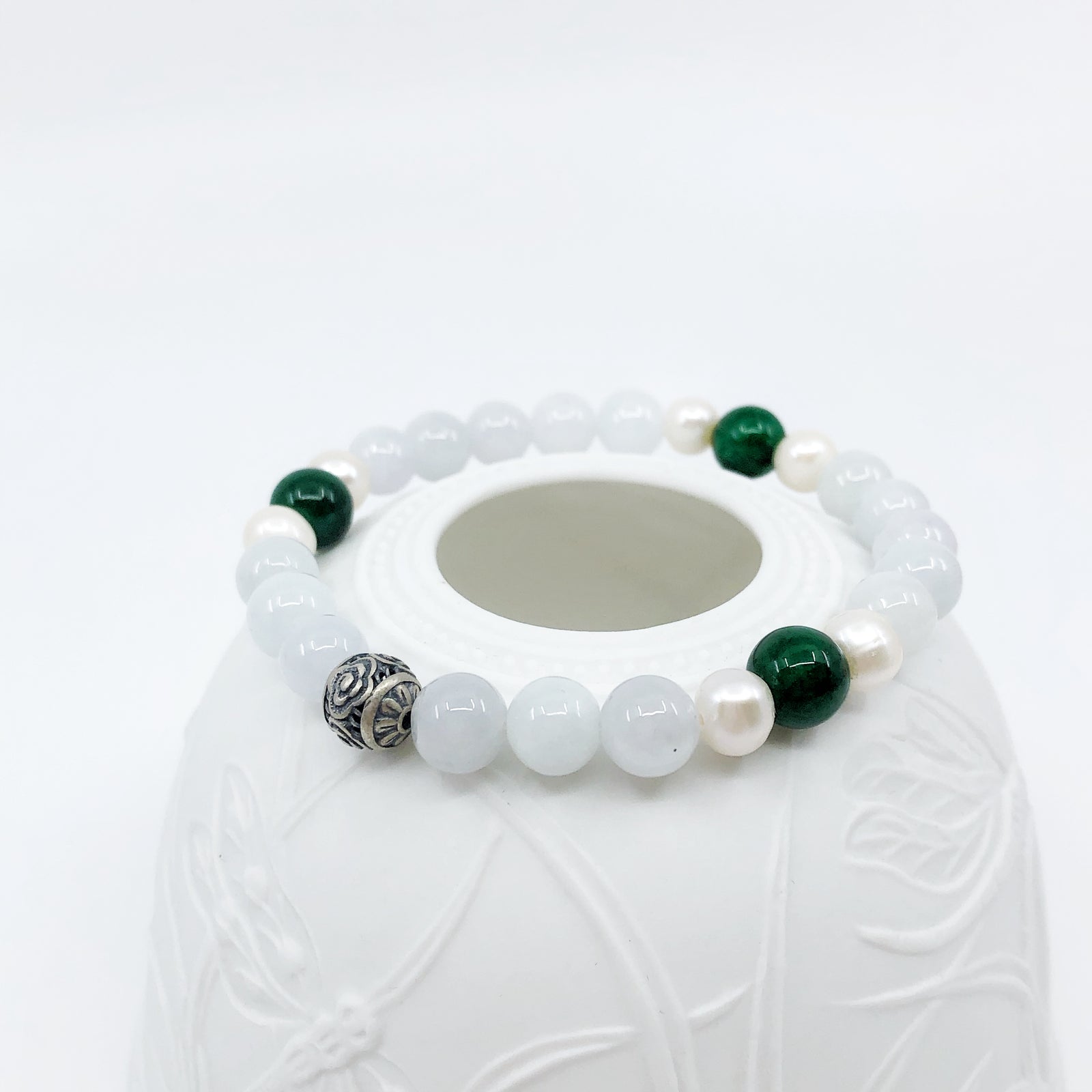 Vintage Style Jade and Pearl Bracelet